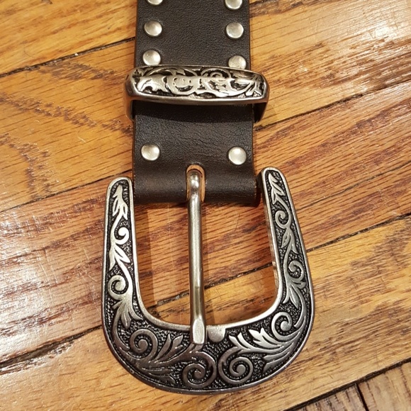 NANNI Women's Black Leather Studded Belt - 90/36 - Picture 3 of 6